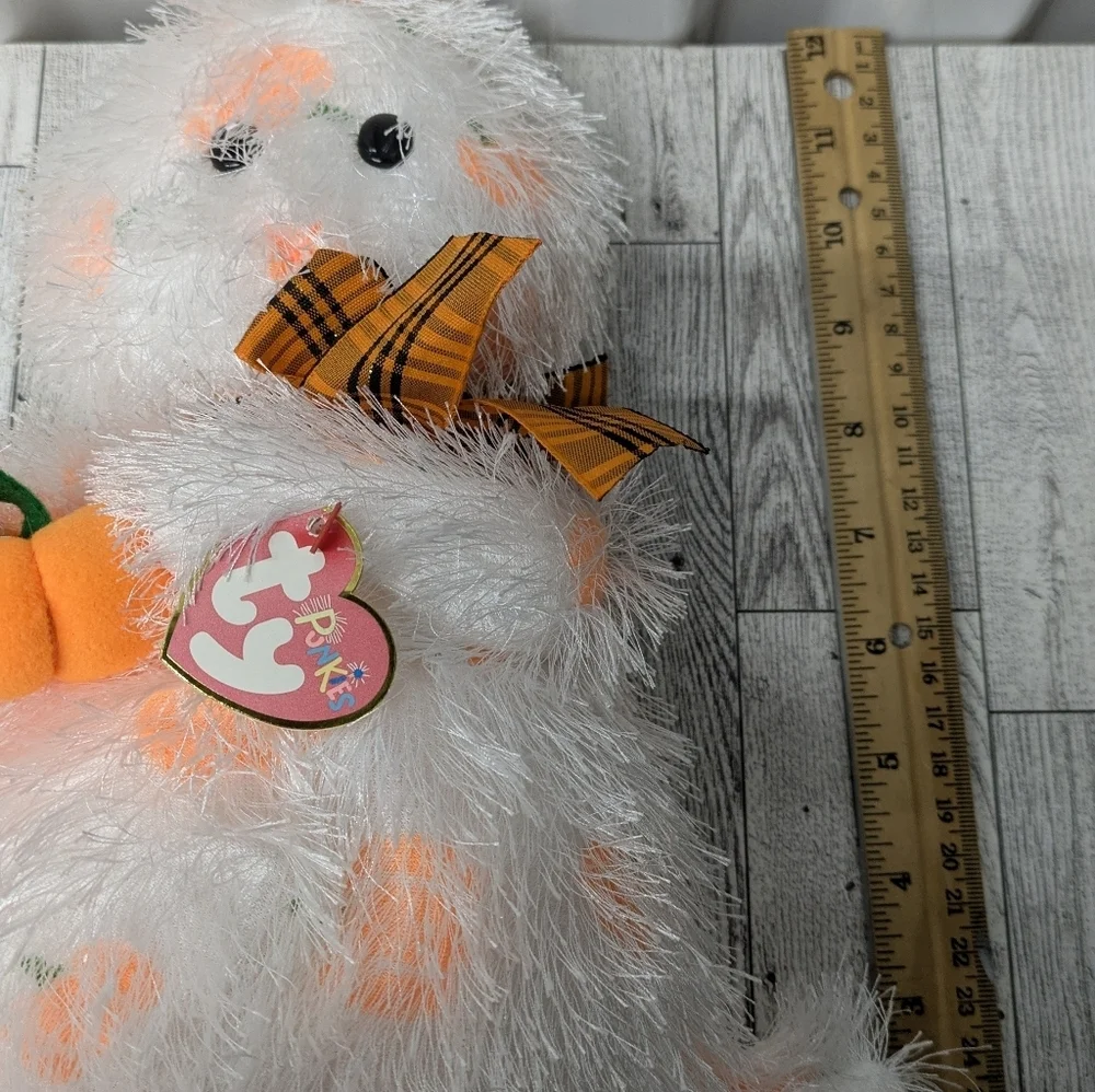 Ty Fluffy White and Orange Ghost Plush